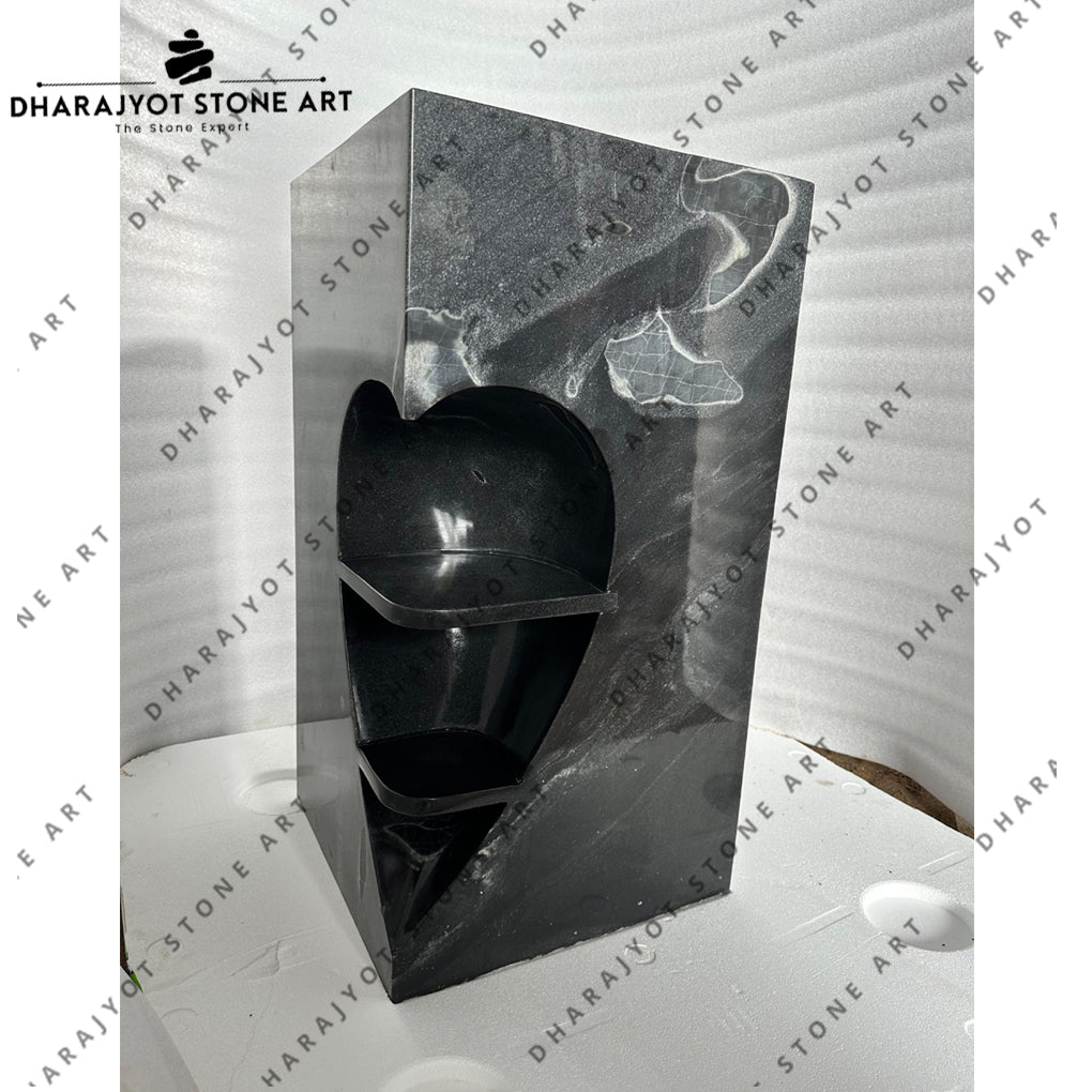 Modern Hand-Carved Polished Black Marble Pedestal Washbasin