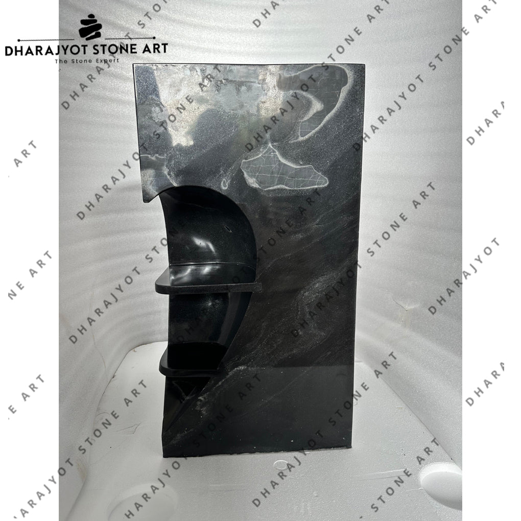 Modern Hand-Carved Polished Black Marble Pedestal Washbasin