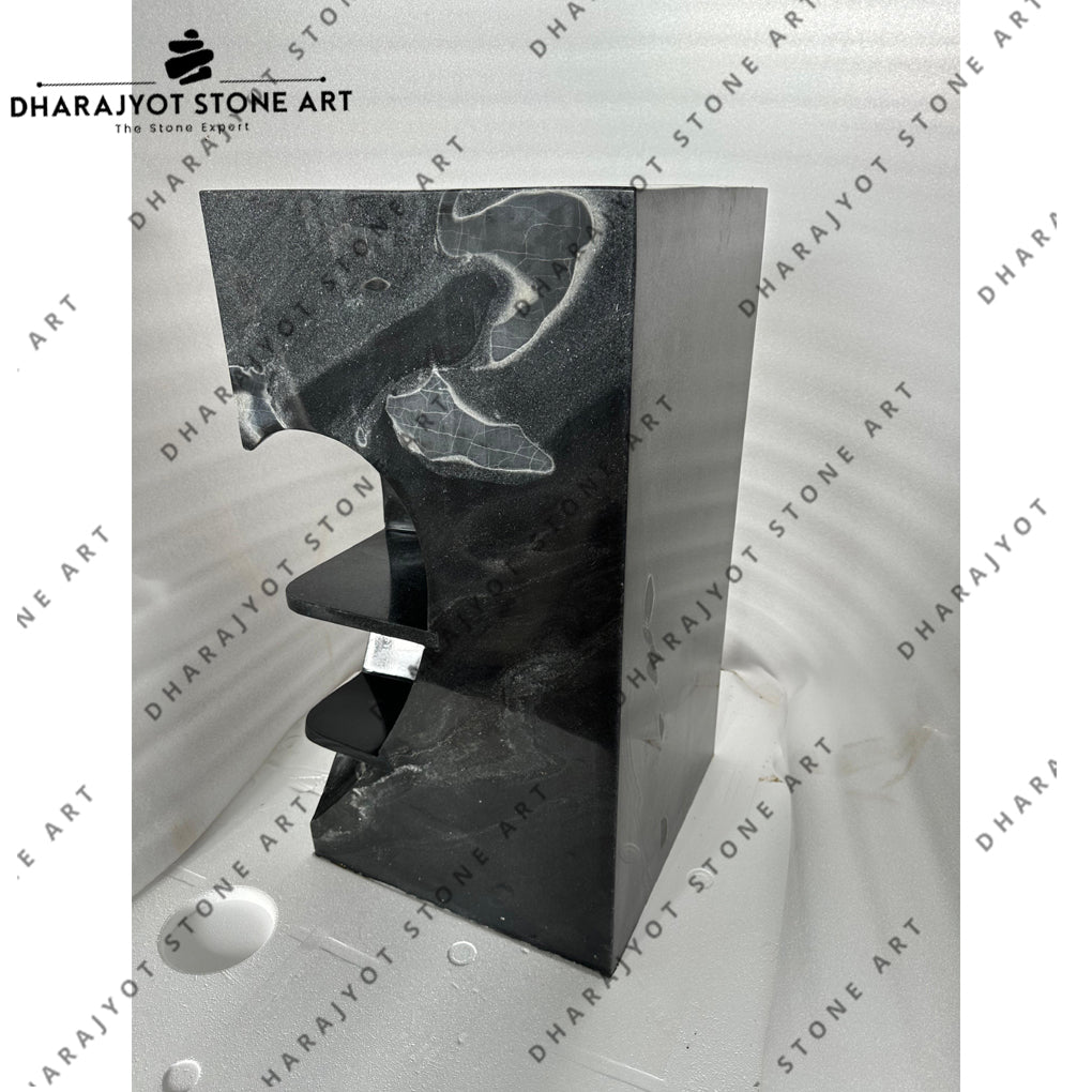 Modern Hand-Carved Polished Black Marble Pedestal Washbasin