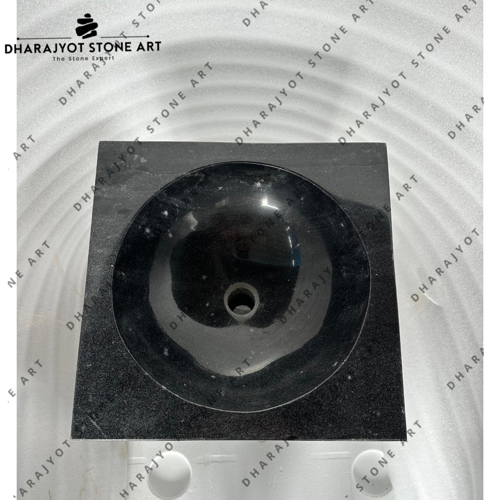 Modern Hand-Carved Polished Black Marble Pedestal Washbasin