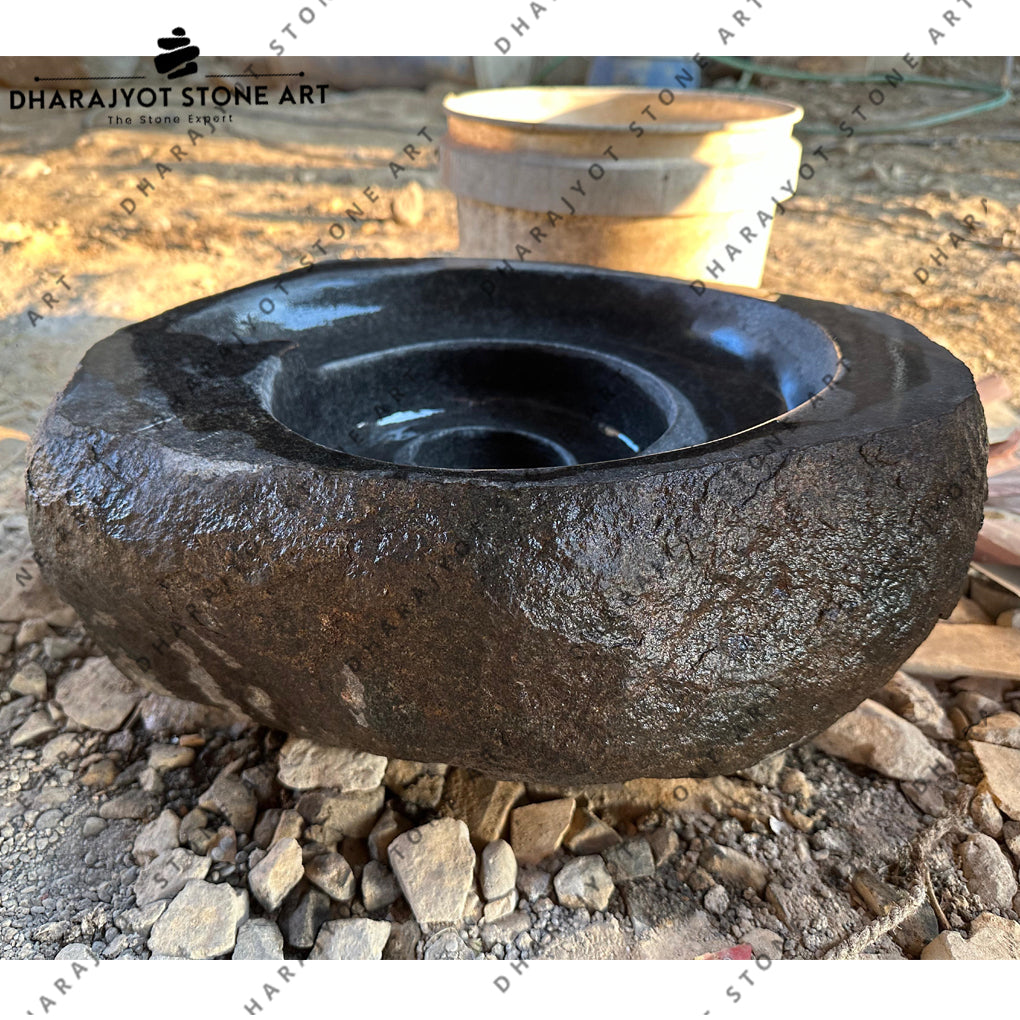 Send Stone Rever Hand Carved Natural Stone Basin River Stone Wash Basin – Dharajyot ...