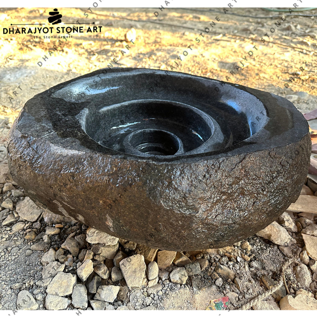 Hand Carved Natural Stone Basin River Stone Wash Basin