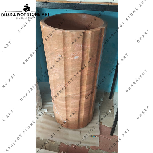 Handcaved Natural Stone Pedestal Free Standing Basin