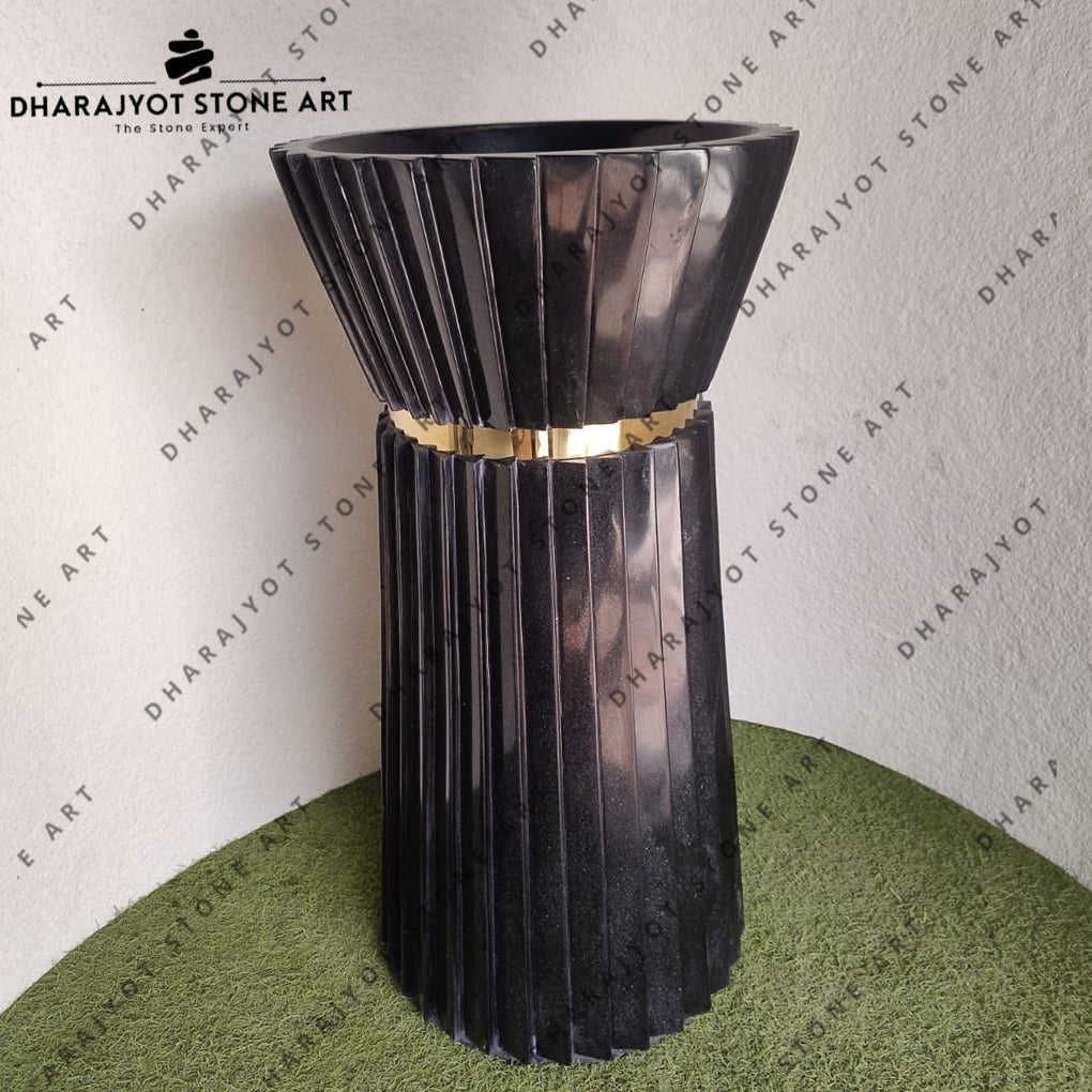 Black Marble Pattern Luxury Free Standing Washbasin