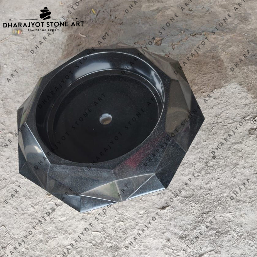 European Black Marble Diamond Shape Countertop Basin