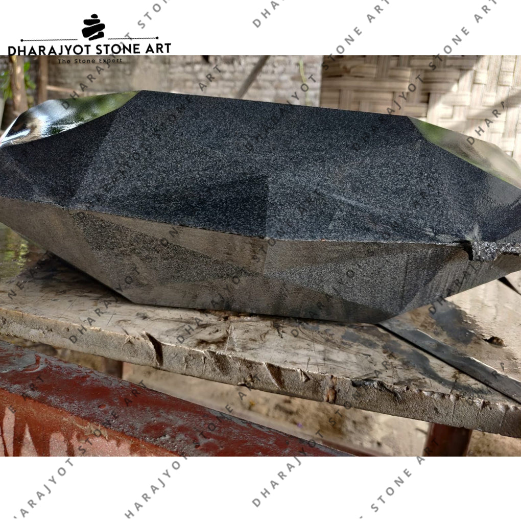 European Black Marble Diamond Shape Countertop Basin