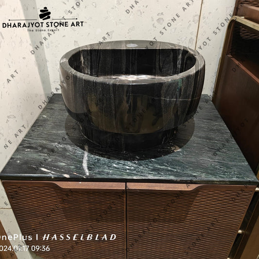 Round Marble Basin Stone Bathroom Sink