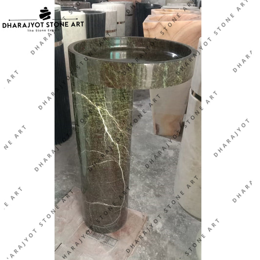 Marble Green Marble Bathroom Pedestal Sink