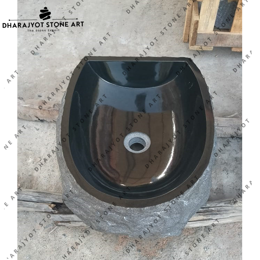 Natural Black Marble Stone Bathroom Vanity Basin