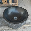 Natural Black Marble Rough Stone Bathroom Countertop Wash Basin