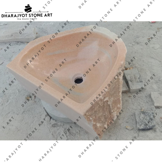 Modern Handmade Natural Red Marble Bathroom Wash Basin