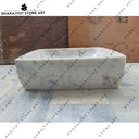 Natural Customized Rectangle White Marble Bathroom Sink