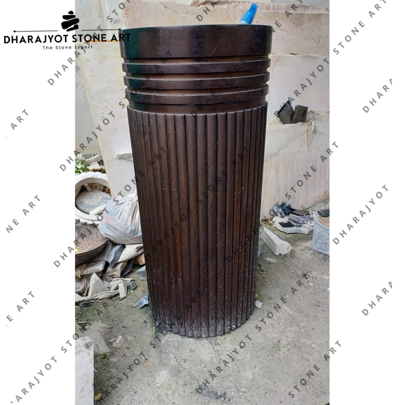 Home Bathroom Free Standing Natural Pedestal Wash Basin