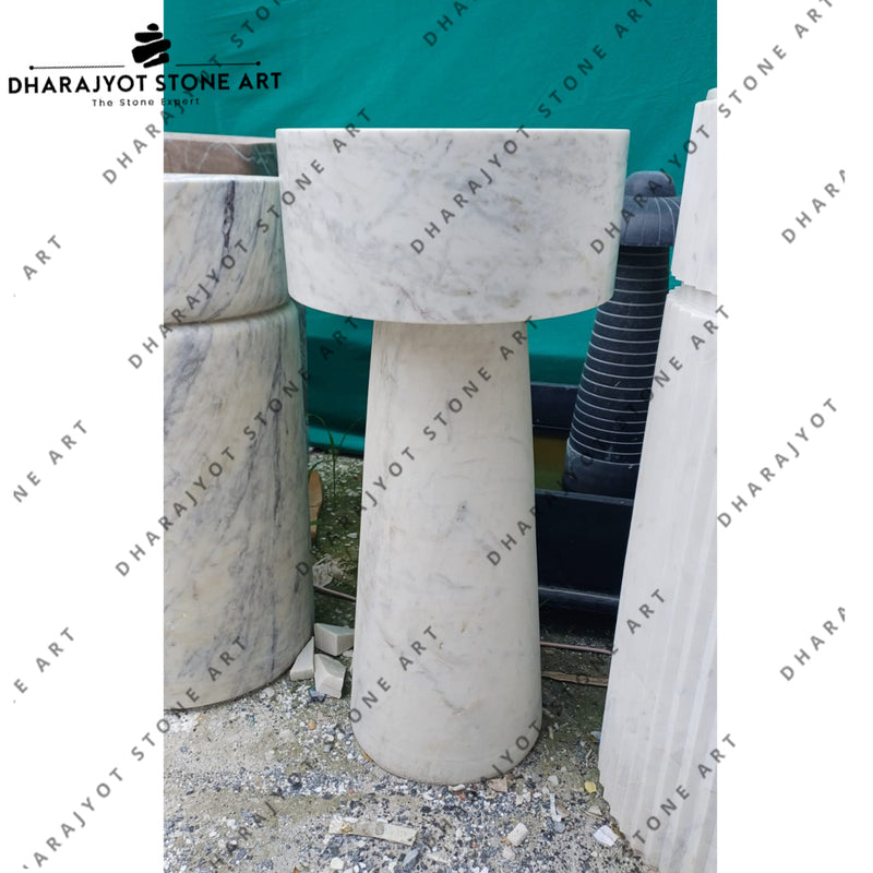 Natural Handmade White Stone Decorative Travertine Wash Basin