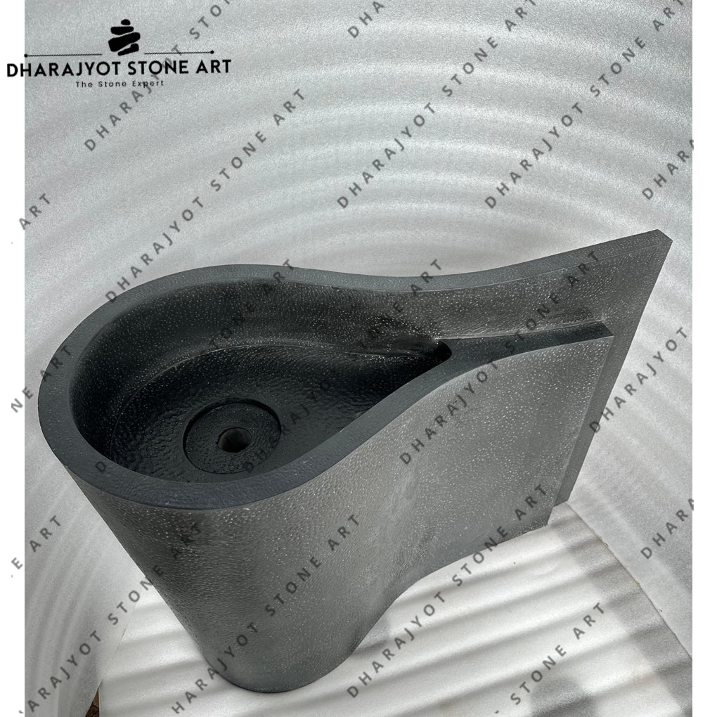 Luxury Bathrooms Curved Black Basalt Washbasin