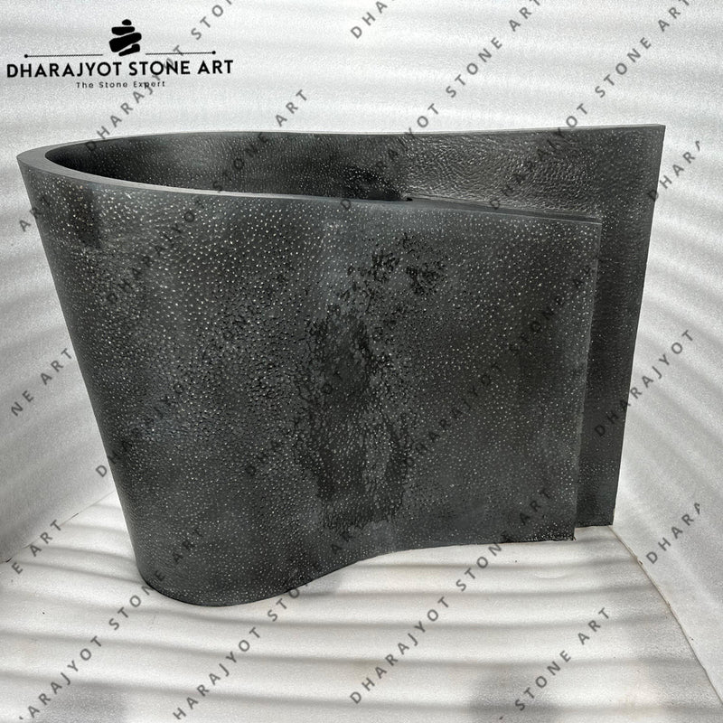 Luxury Bathrooms Curved Black Basalt Washbasin
