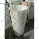 Elegant Round Hand-Carved Marble Pedestal Wash Basin