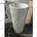 Elegant Round Hand-Carved Marble Pedestal Wash Basin