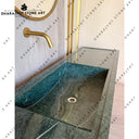 Organic Green Natural Marble Stone Pedestal Sink