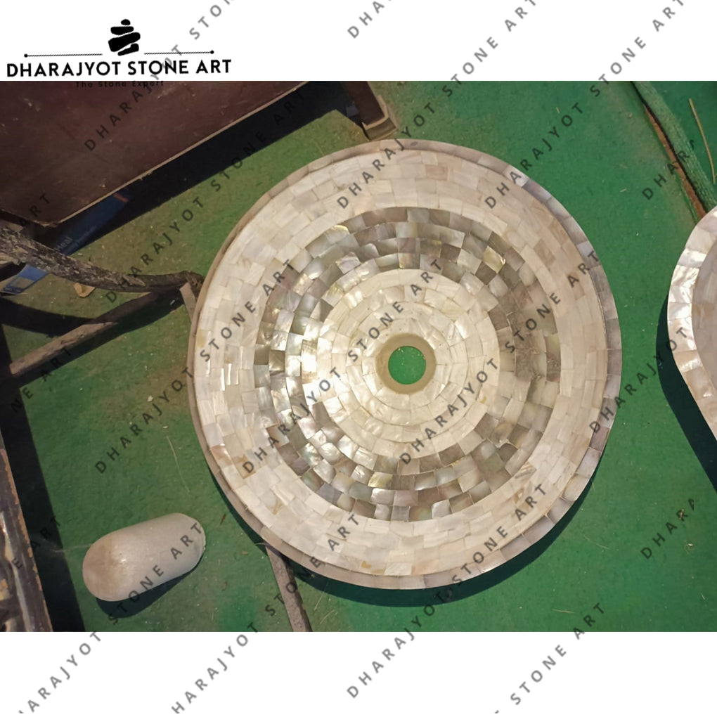 Luxury Mother of Pearl Mosaic Handcrafted Round Wash Basin