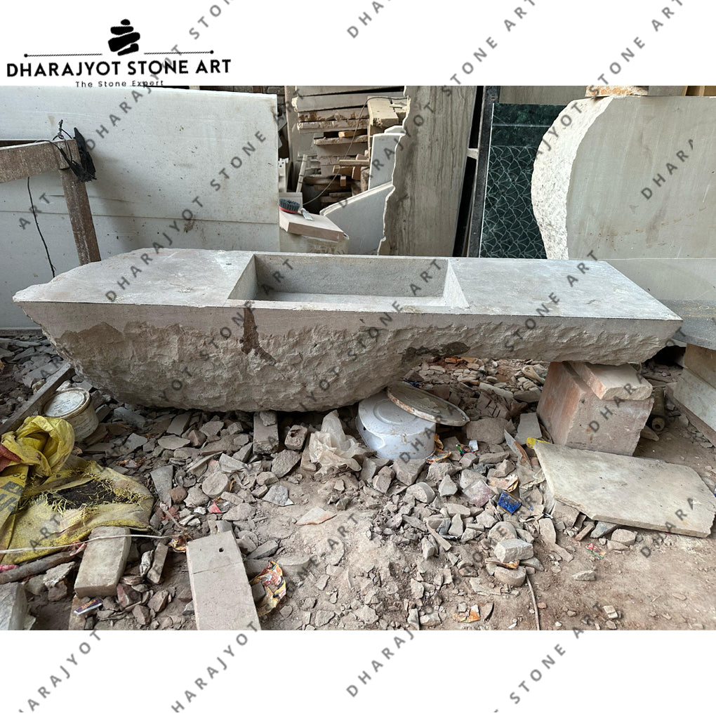 Luxury Natural Stone Handcrafted Raw Edge Finish Washbasin