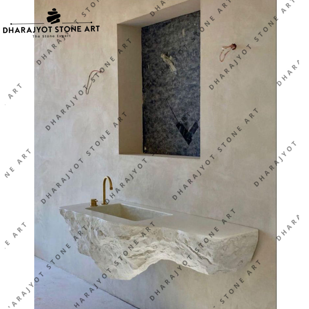 Luxury Natural Stone Handcrafted Raw Edge Finish Washbasin