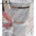 Handcrafted Luxury White Marble Pedestal Wash Basin
