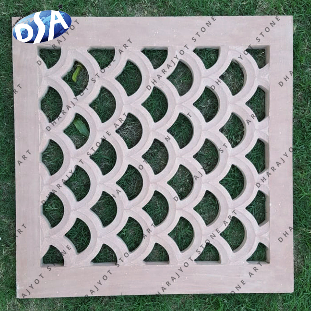 Antique Dholpur White Stone Jali Screen