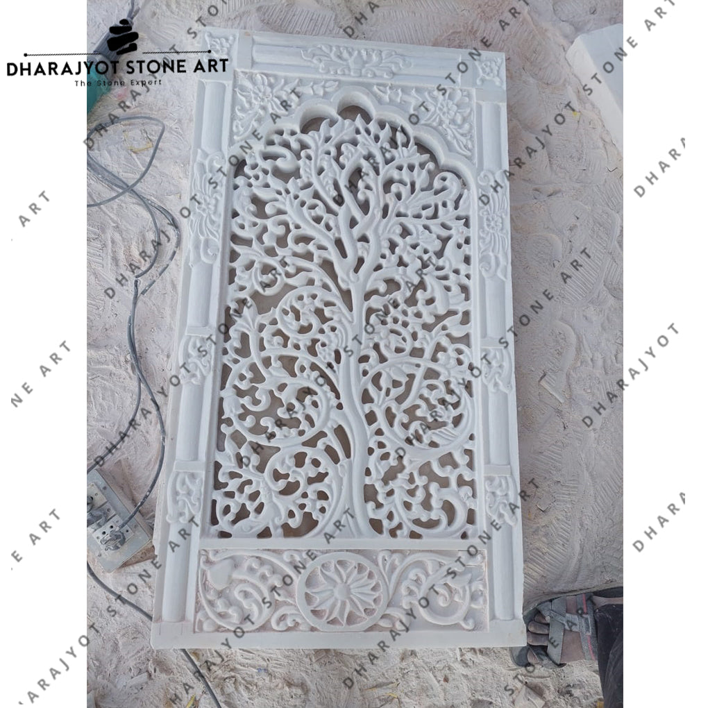 Unique Handmade Home Decor Antique White Stone Jali Screen