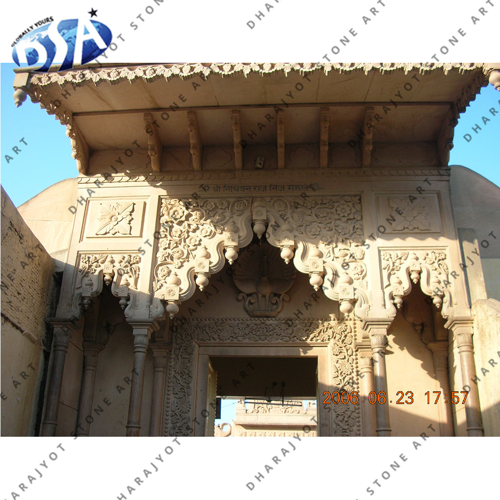 Yellow Sandstone Antique Design Hand Carved Entrance Gate