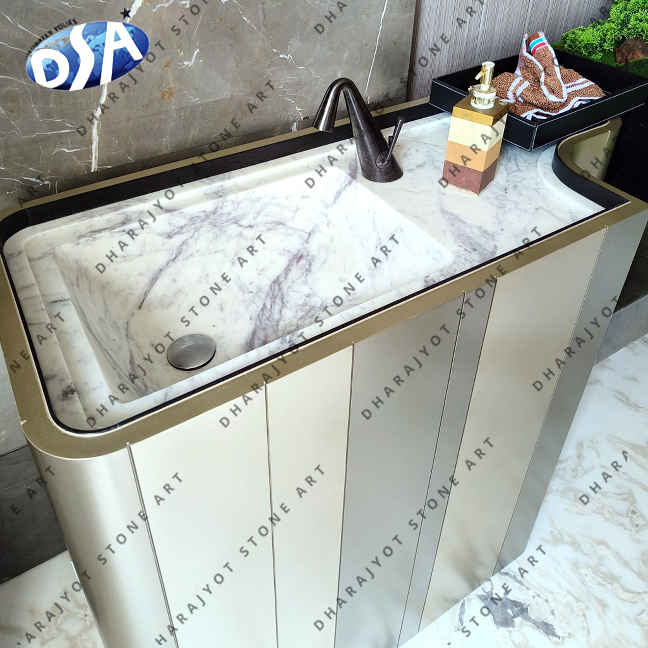 Indian Carrara Marble Self Standing Washbasin