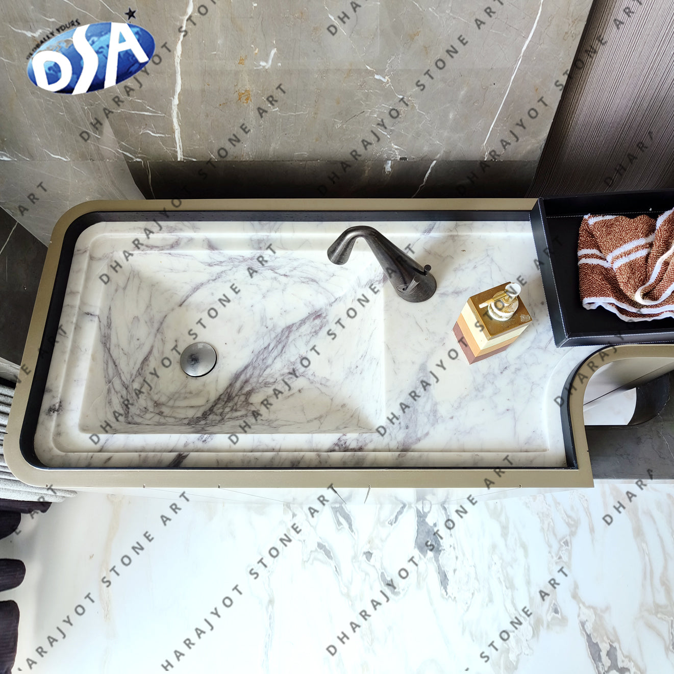 Indian Carrara Marble Self Standing Washbasin