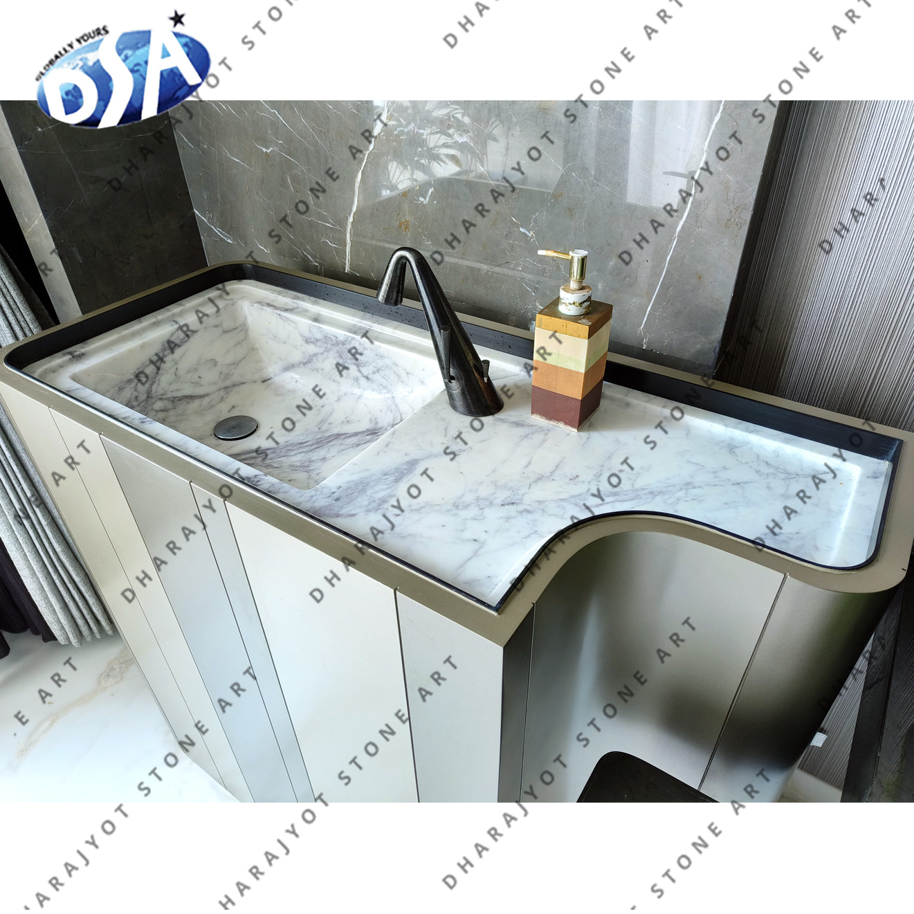 Indian Carrara Marble Self Standing Washbasin