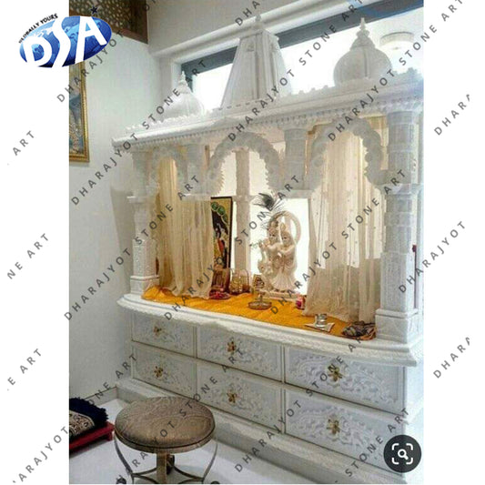 Decoration Pure White Marble Handmade Indoor Temple