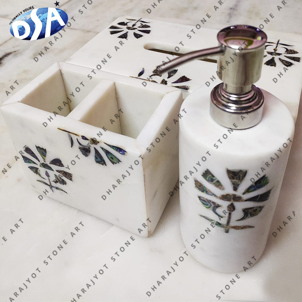 White Marble Stone 100% Home And Hotel Bath Accessories For Bathroom