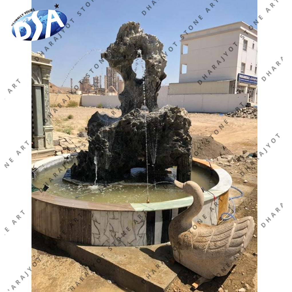 Antique Garden Black Natural Stone Fountain