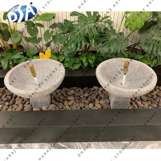 White Round Indoor Marble Water Fountain