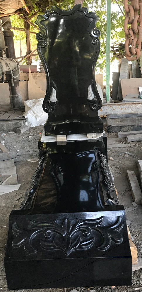 Carved Black Granite Monument