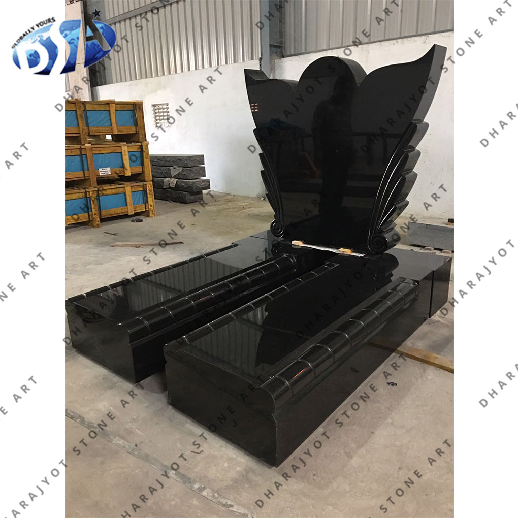 European Style Hand Carving Black Granite Monument