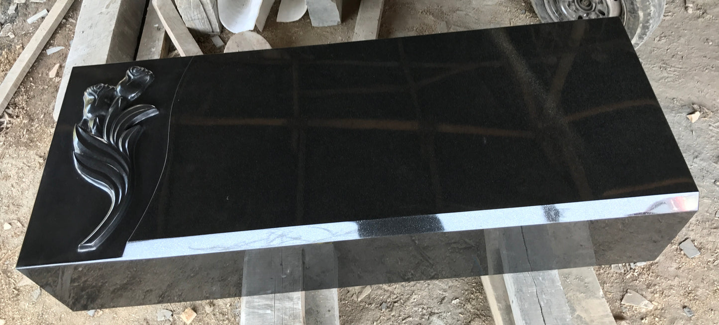 Designer Black Granite Ledger Long Base Monument