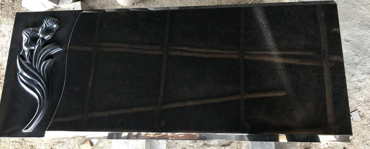 Designer Black Granite Ledger Long Base Monument – Dharajyot Stone Art