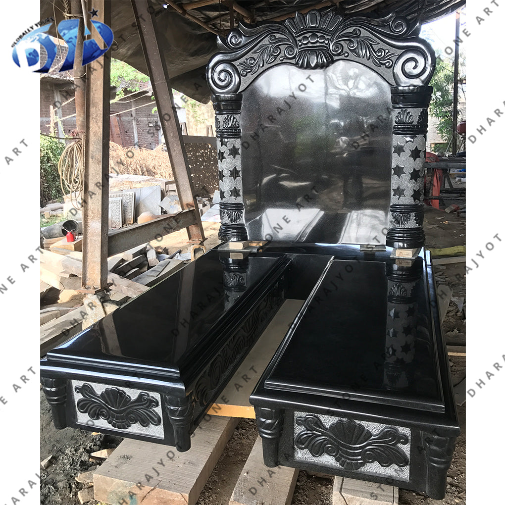 Double Ledger Black Granite Monument