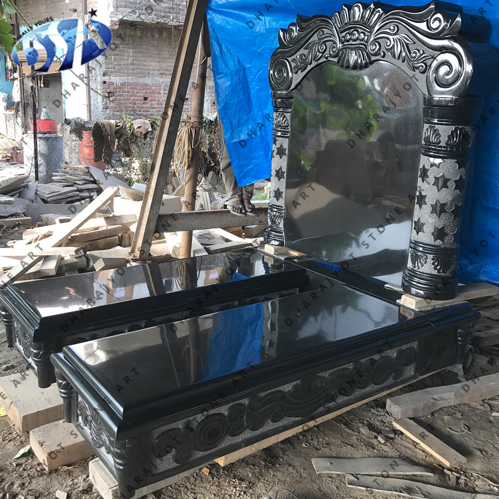Double Ledger Black Granite Monument
