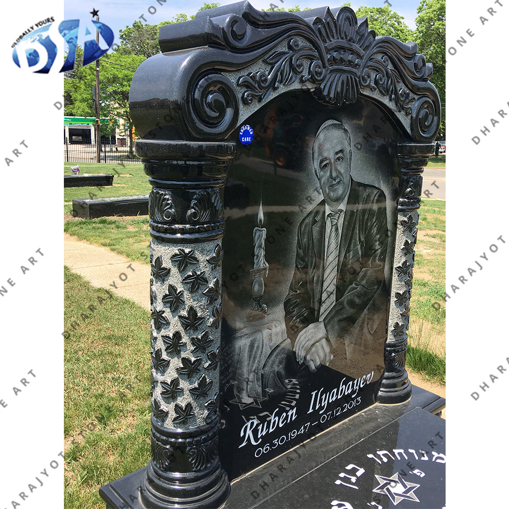 Double Ledger Black Granite Monument