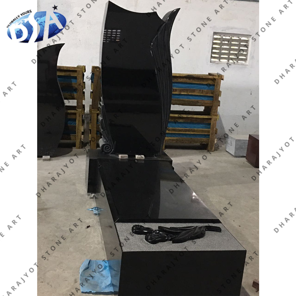 Designer Black Granite Ledger Long Base Monument