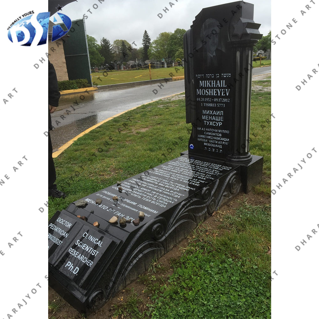 Hand Carved Black Granite Monument