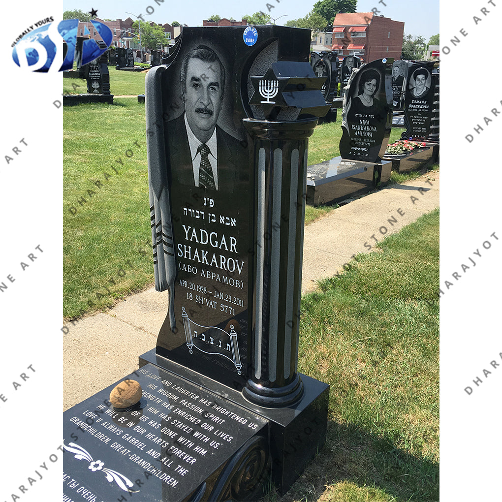 Hand Carved Black Granite Monument