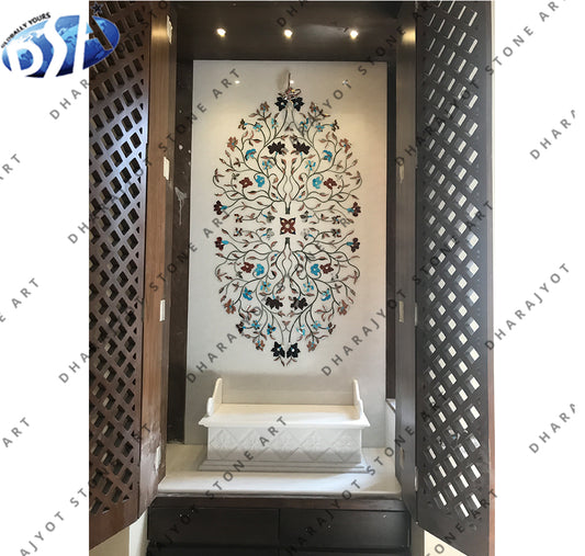 White Marble Carved Inlay Design Temple