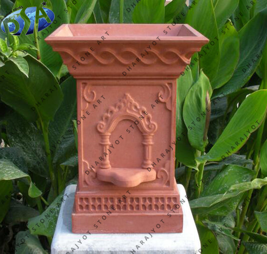 Red Sandstone Antique Carved Tulsikyara