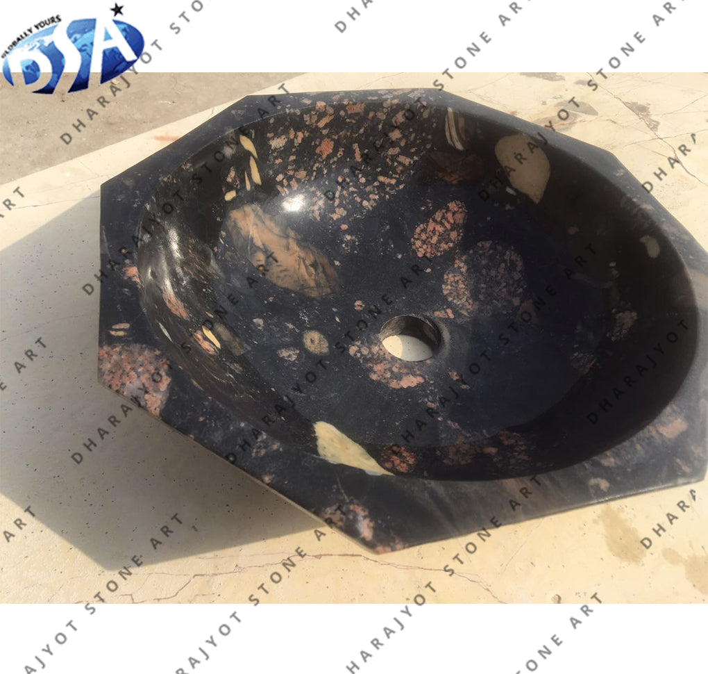 Brown Antique Marble Polished Washbasin Sink